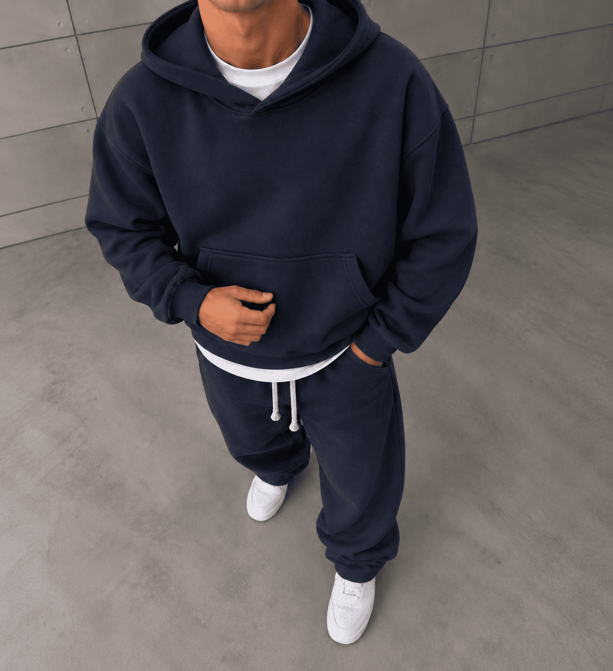 Basic Hoodie Takım Lacivert