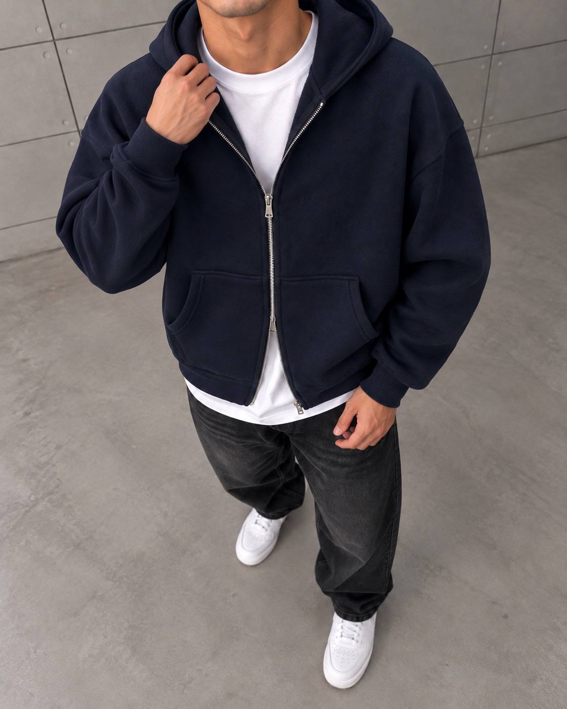 Basic Zipper Lacivert